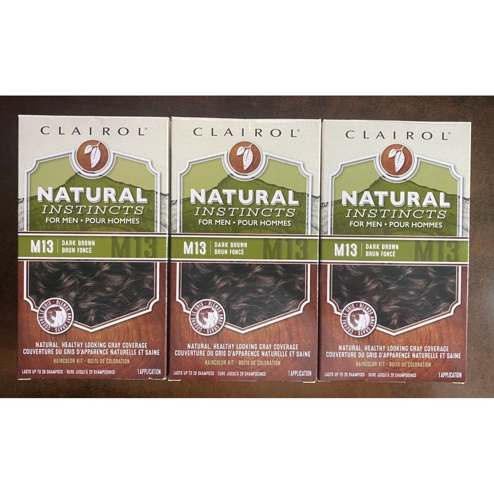 3X Clairol Natural Instincts For Men M13 DARK BROWN HairColor DISCONTINUED NIB